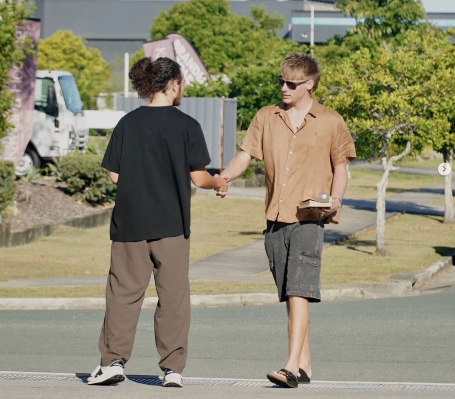 man arriving at church ready with bible