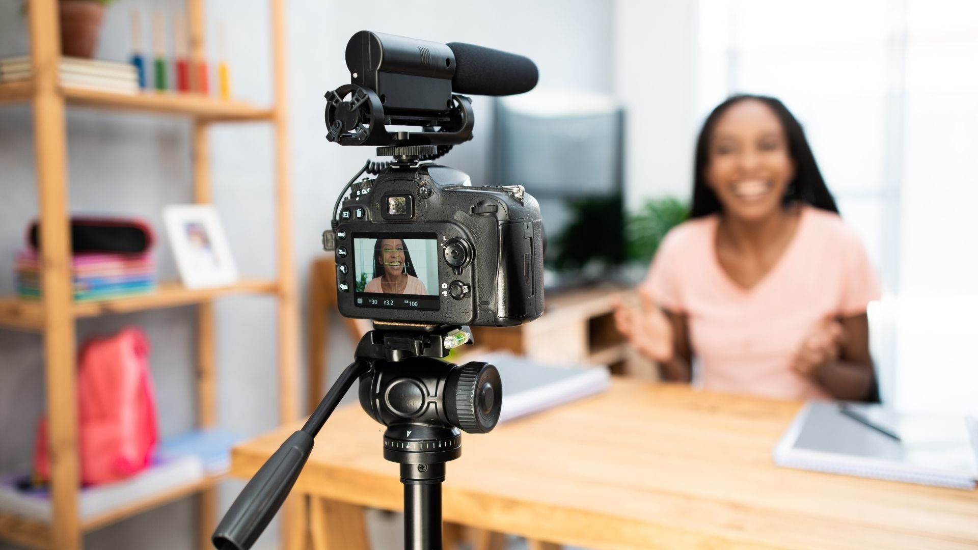 woman sharing on camera